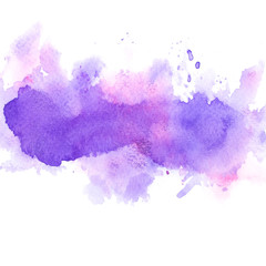 abstract watercolor background with color purple splash on paper.