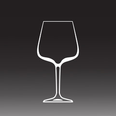Wine glass. Empty wine glass silhouette isolated. Cartoon flat style. Vector illustration
