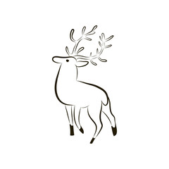 Vector silhouette of a deer on a white background