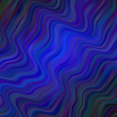 Dark BLUE vector background with curved lines.