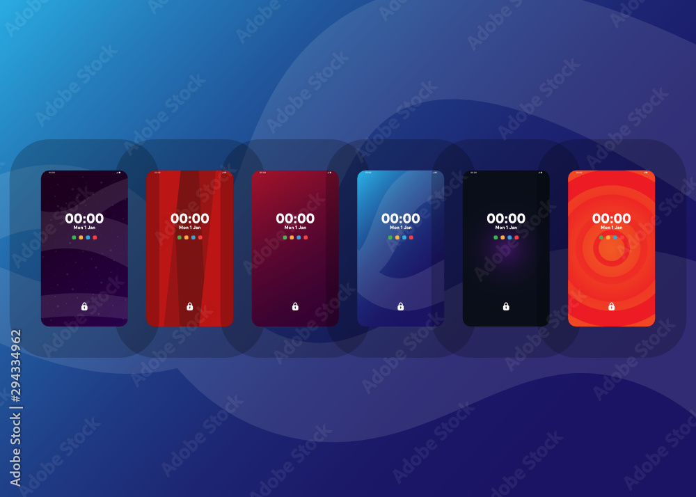 Wall mural Locked Smartphone Security Phone User Interface User Experience UI Template Vector Illustration