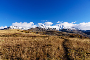 Hiking Trail through Mountains in fall