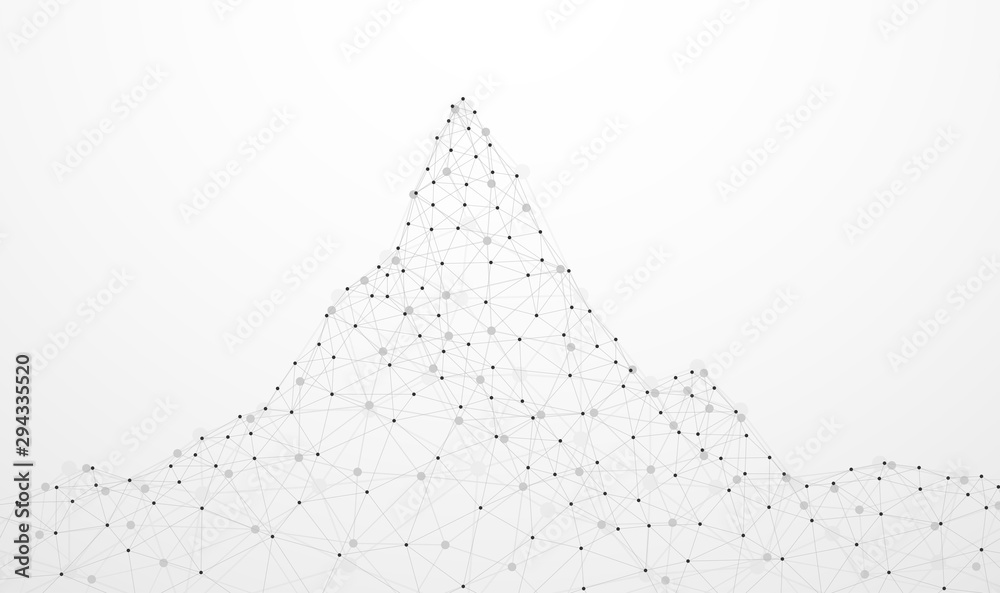 Wall mural abstract plexus technology futuristic network. high mountain shape design on gray background. vector