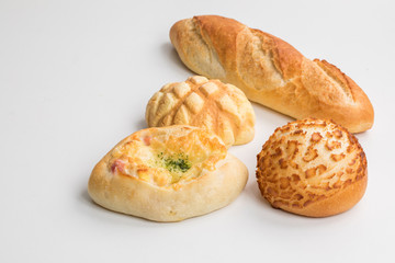 いろいろな種類のパンの集合　bread breakfast コピースペース　