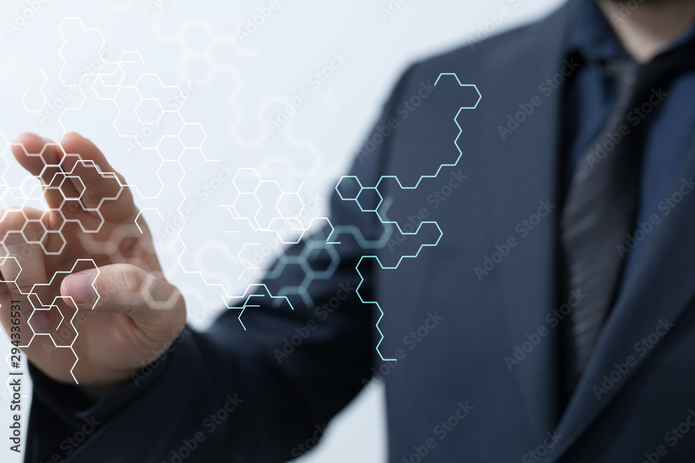 Wall mural connection data code network cloud holding in hand