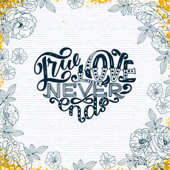 Hand drawn lettering composition, typography poster for Valentines Day, cards, prints.