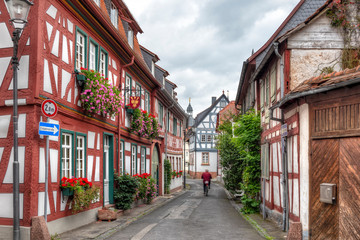Fototapeta na wymiar achwerkhäuser in der historischen Altstadt von Seligenstadt, Hessen