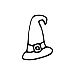 Pointy witch hat hand drawn vector drawing illustration