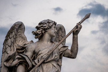 Bernini's marble statue of angel from the Sant'Angelo Bridge in Rome, Italy.