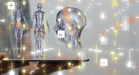 medical network connection with modern virtual screen interface