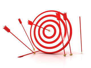 Arrows hitting the center of target - success business concept