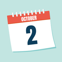 Calendar icon. Calendar Date - October 2. Planning. Time management.