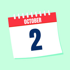 Vector illustration. Calendar icon. Calendar Date - October 2. Planning. Time management.