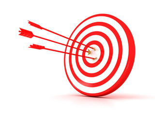 Arrows hitting the center of target - success business concept