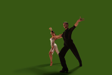 Fototapeta na wymiar Ballroom dancing isolated on green screen.