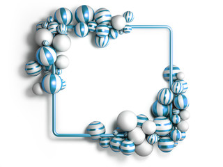 abstract light color frame as background with striped elegant balls 3d render image