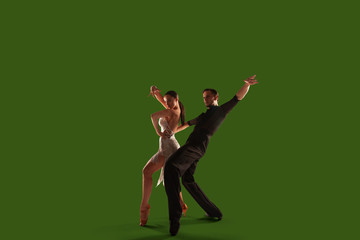 Fototapeta na wymiar Ballroom dancing isolated on green screen.