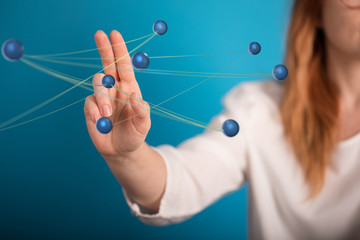 global network - Stack of hands showing unity and teamwork .