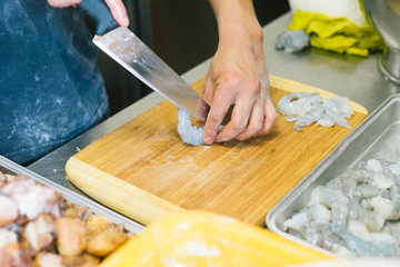 fresh shrimps slice for cooking
