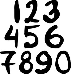 Vector set of hand drawn numbers. Numbers for your design, brush lettering. Isolated on white background
