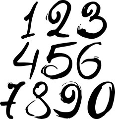 Vector set of hand drawn numbers. Numbers for your design, brush lettering. Isolated on white background