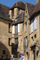Historic houses surrounding Place de la Liberte in  Sarlat la Caneda in Dordogne Department, Aquitaine, France