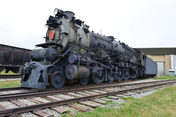 Fototapeta na wymiar Rusting American steam locomotives in Pennsylvania, USA