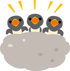 ツバメの巣の中のヒナ