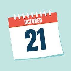 Calendar icon. Calendar Date - October 21. Planning. Time management.
