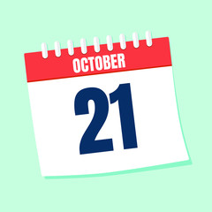 Vector illustration. Calendar icon. Calendar Date - October 21. Planning. Time management.