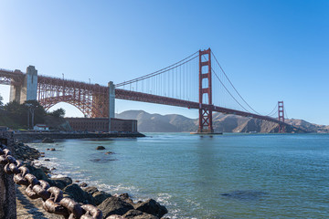 Beautiful view of Golden Gate bridge from Presidio.