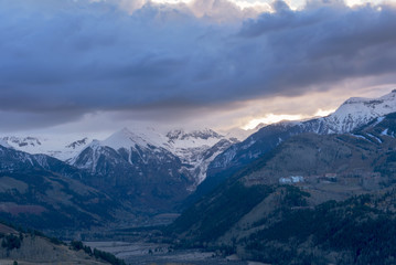 Fototapeta na wymiar Sunrise with storm cloud with the view of Telluride Valley, Colorado