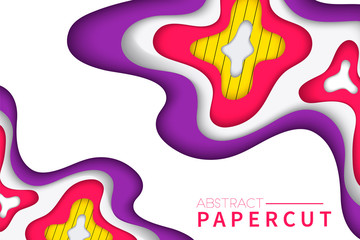 Vertical banners with 3D abstract background with paper cut shapes.