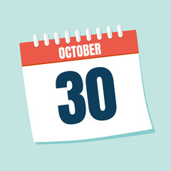 Vector illustration. Calendar icon. Calendar Date - October 31. Planning. Time management.