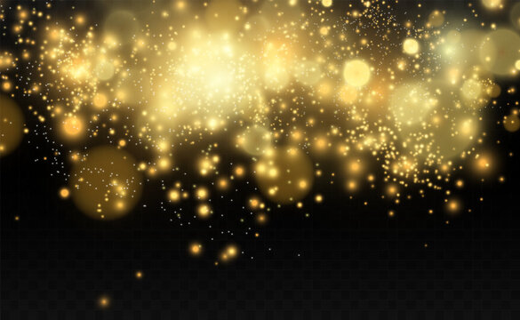 Brilliant gold dust vector shine. Glittering shiny ornaments for background. Vector illustration.