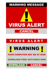 Illustration of virus alert signal on computer