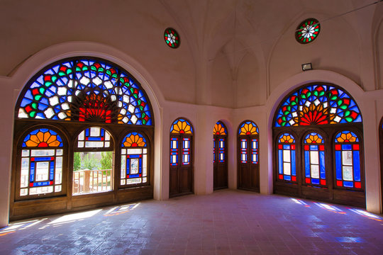 vitrales en Tabatabaei House, Kashan, Isfahan ,Iran