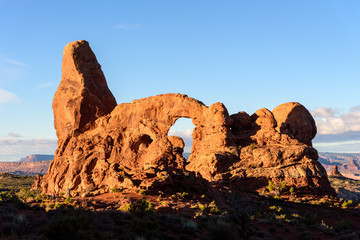 Fototapeta na wymiar Close Up of Turet Arch at sunrise, Moab Utah