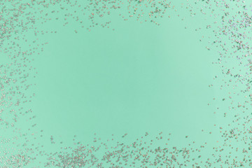 Border frame made of silver glitter stars