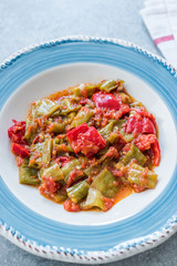 Turkish Green Pepper with Tomato Sauce / Biber Yaglamasi.