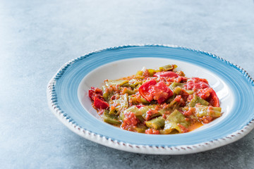 Turkish Green Pepper with Tomato Sauce / Biber Yaglamasi.