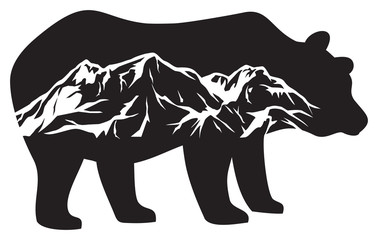 Wild bear (grizzly) and mountains