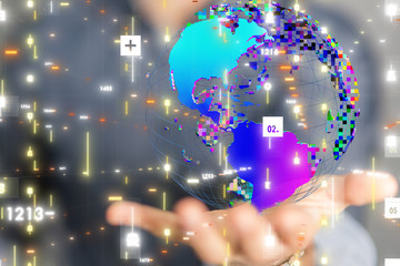 Global network connection. World map point
