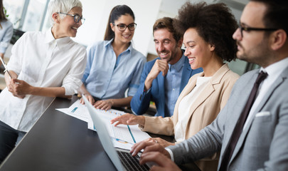 Business colleagues having meeting in conference room in office