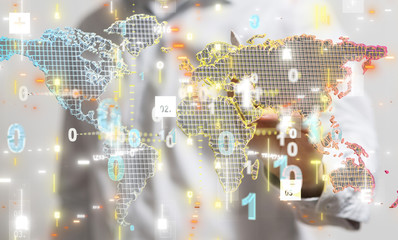 3D illustration of the virtual hologram communication