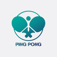 Ping pong table tennis paddle with ball flat vector 