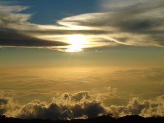 sunset between clouds