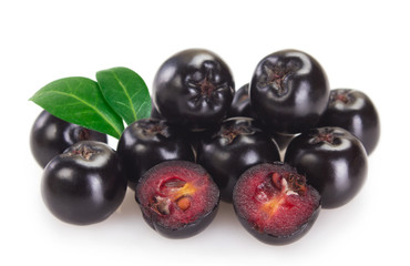 Fresh chokeberry on white background