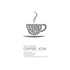 Vector drawn coffee. Isolated on white background.
