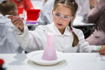 Helsinki, Finland: Finnish science center Heureka in Vantaa. Children's chemical laboratory in the...